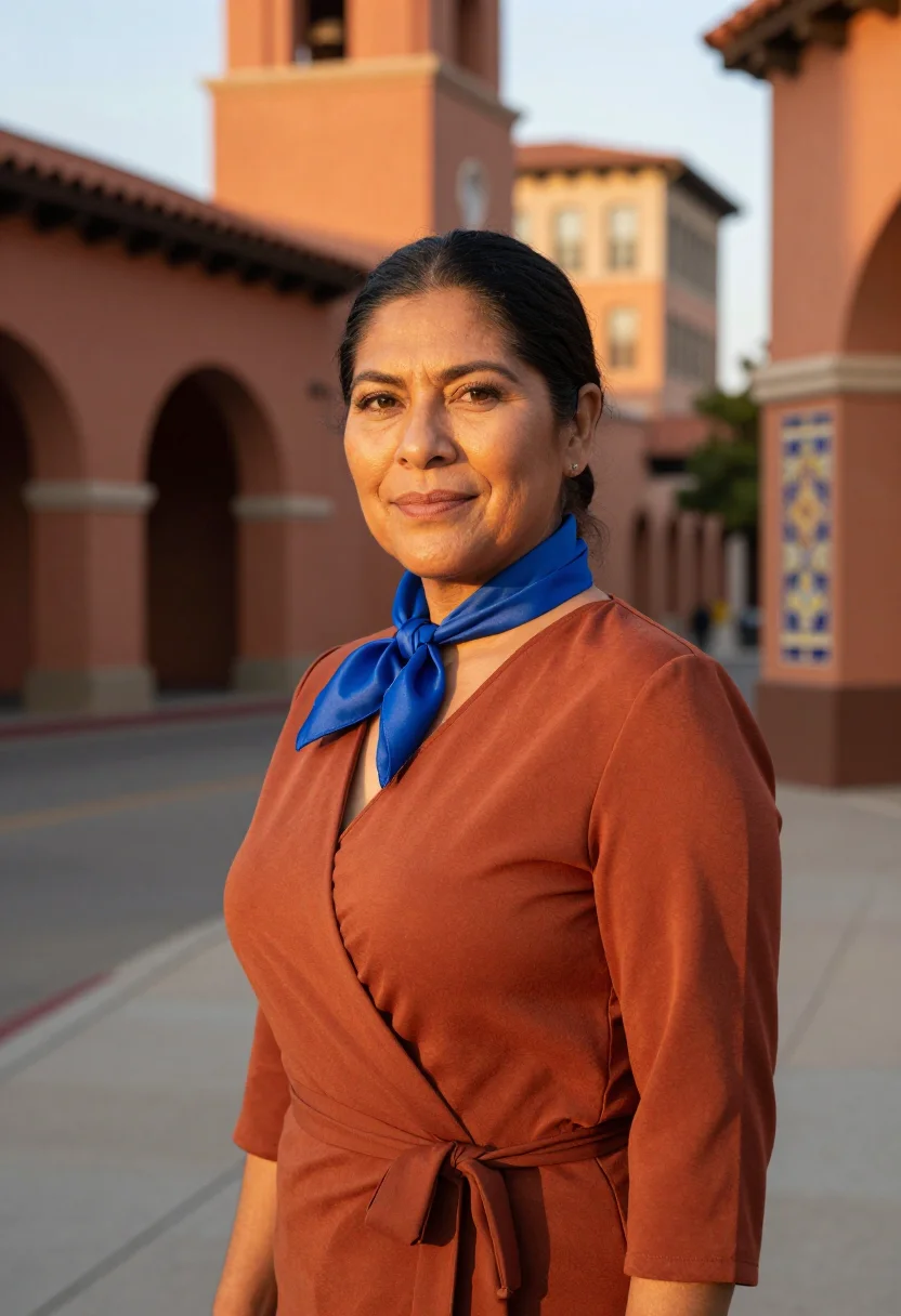 AI kansas city plaza realtor seville tile sample — portrait of a woman, Mexican-American, in her early fifties,