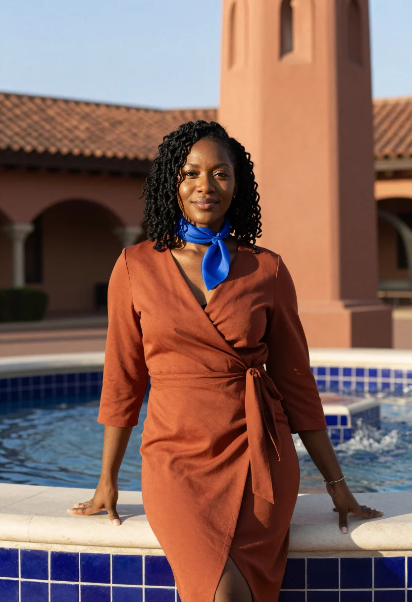 AI kansas city plaza realtor seville tile sample — portrait of a woman, Black American, in her late thirties, w