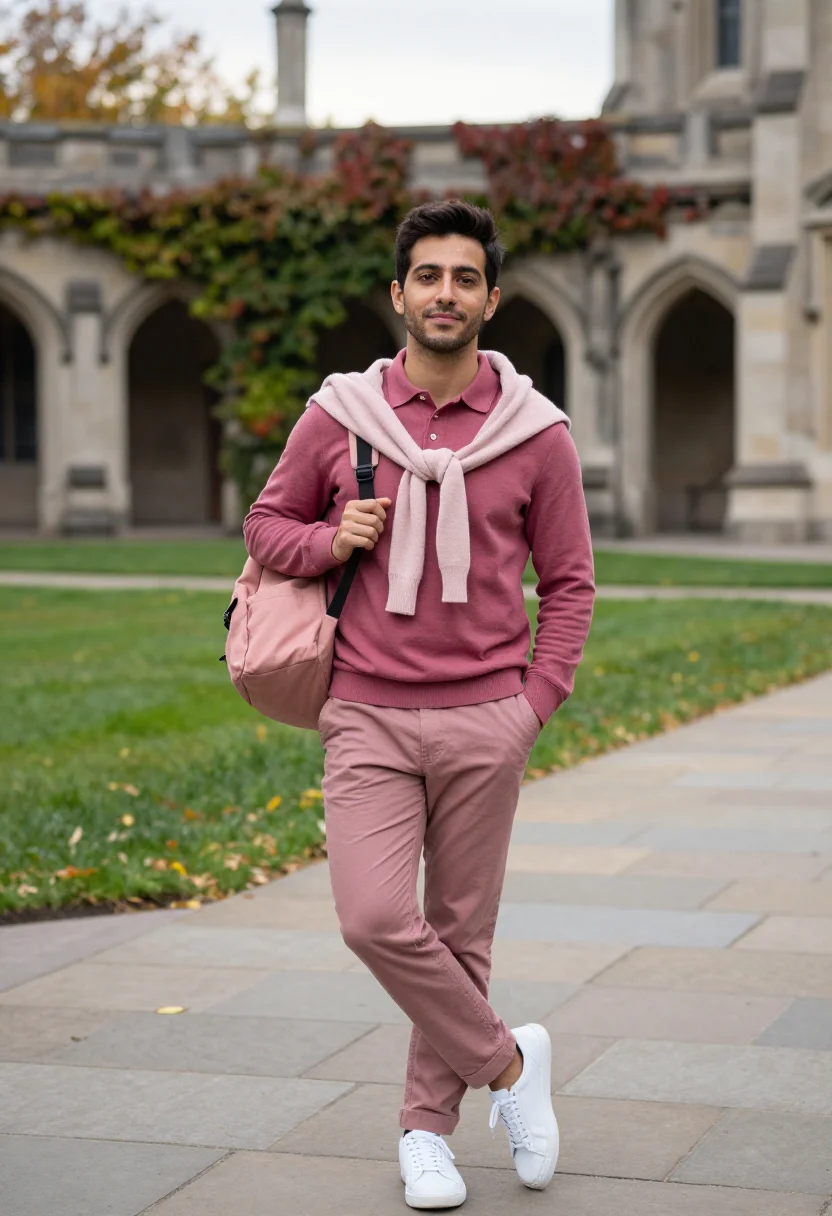 AI kanye west college dropout chicago pink polo sample — portrait of a man, a Spanish student in his early thirties w