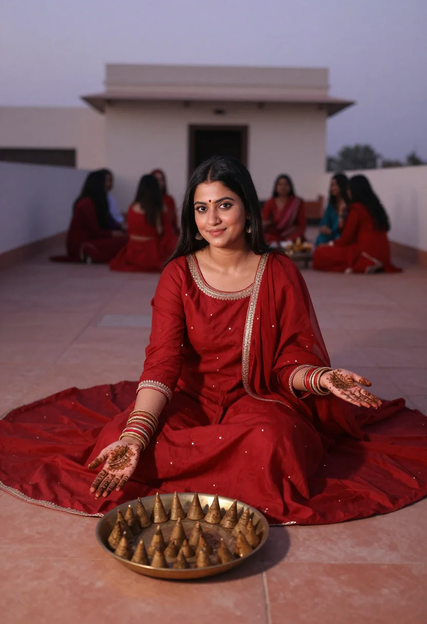 AI karva chauth sample — portrait of a woman, three-quarter-length portrait of a Nort