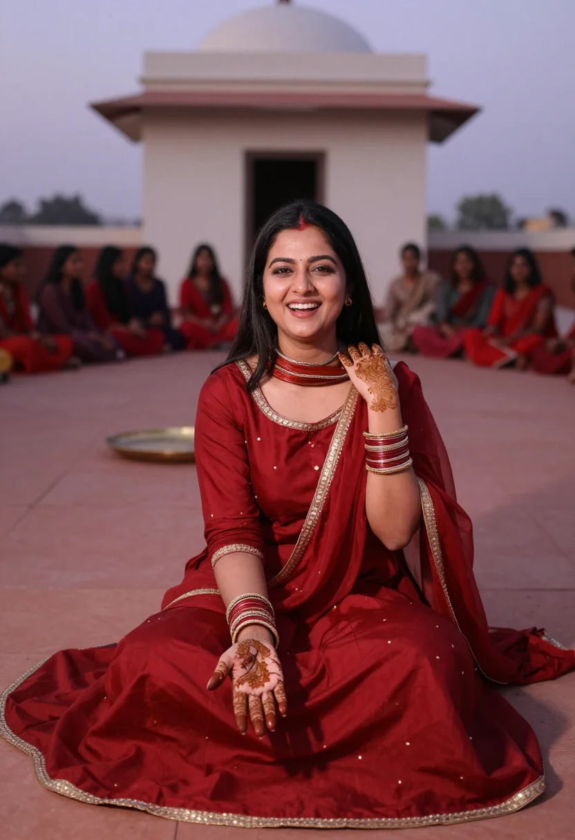 AI karva chauth sample — portrait of a woman, chest-up portrait of a North-Indian wom