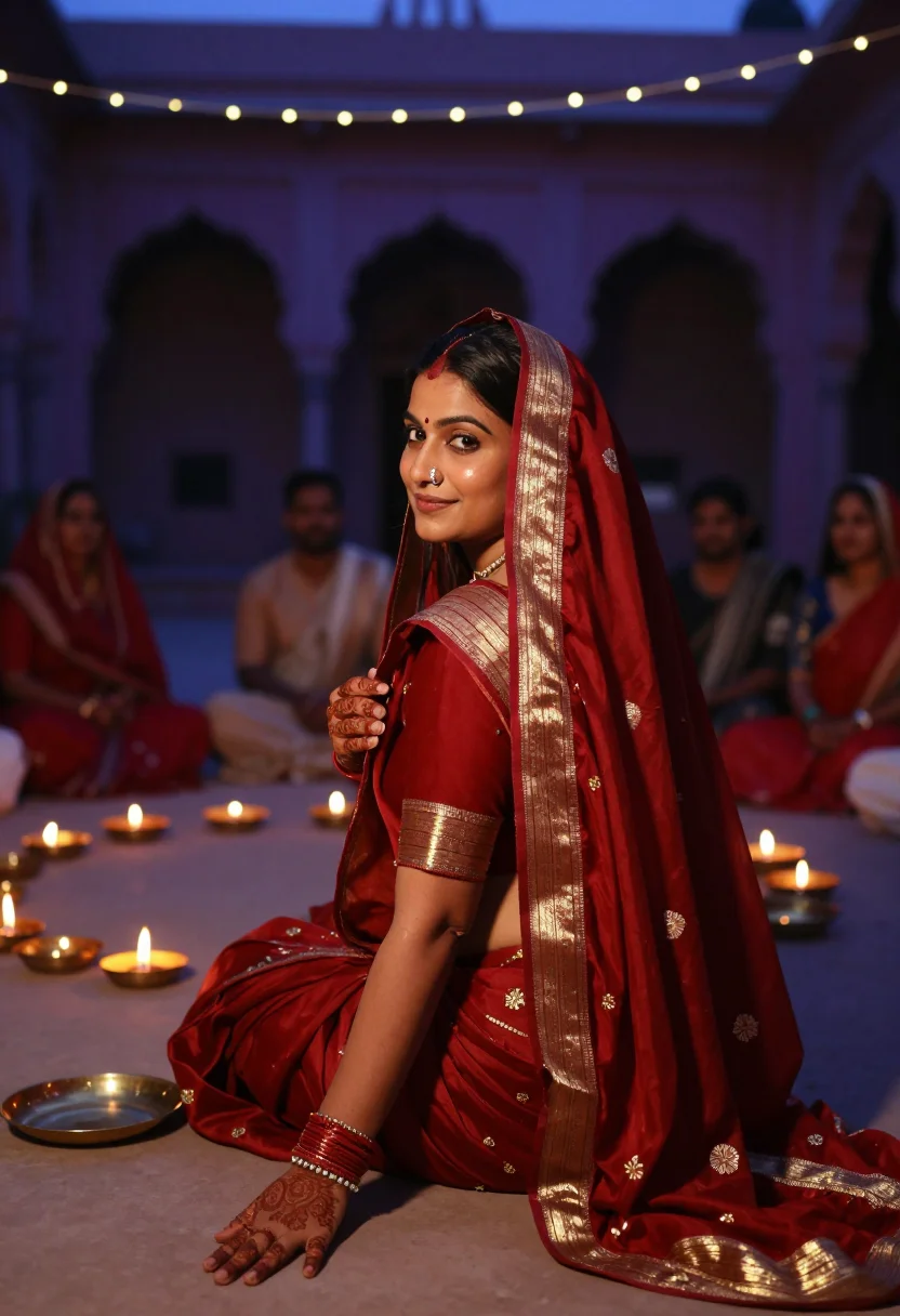 AI karva chauth sample — portrait of a woman, half-length portrait of a North-Indian