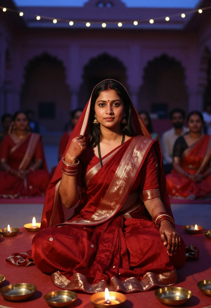 AI karva chauth sample — portrait of a woman, chest-up portrait of a North-Indian wom
