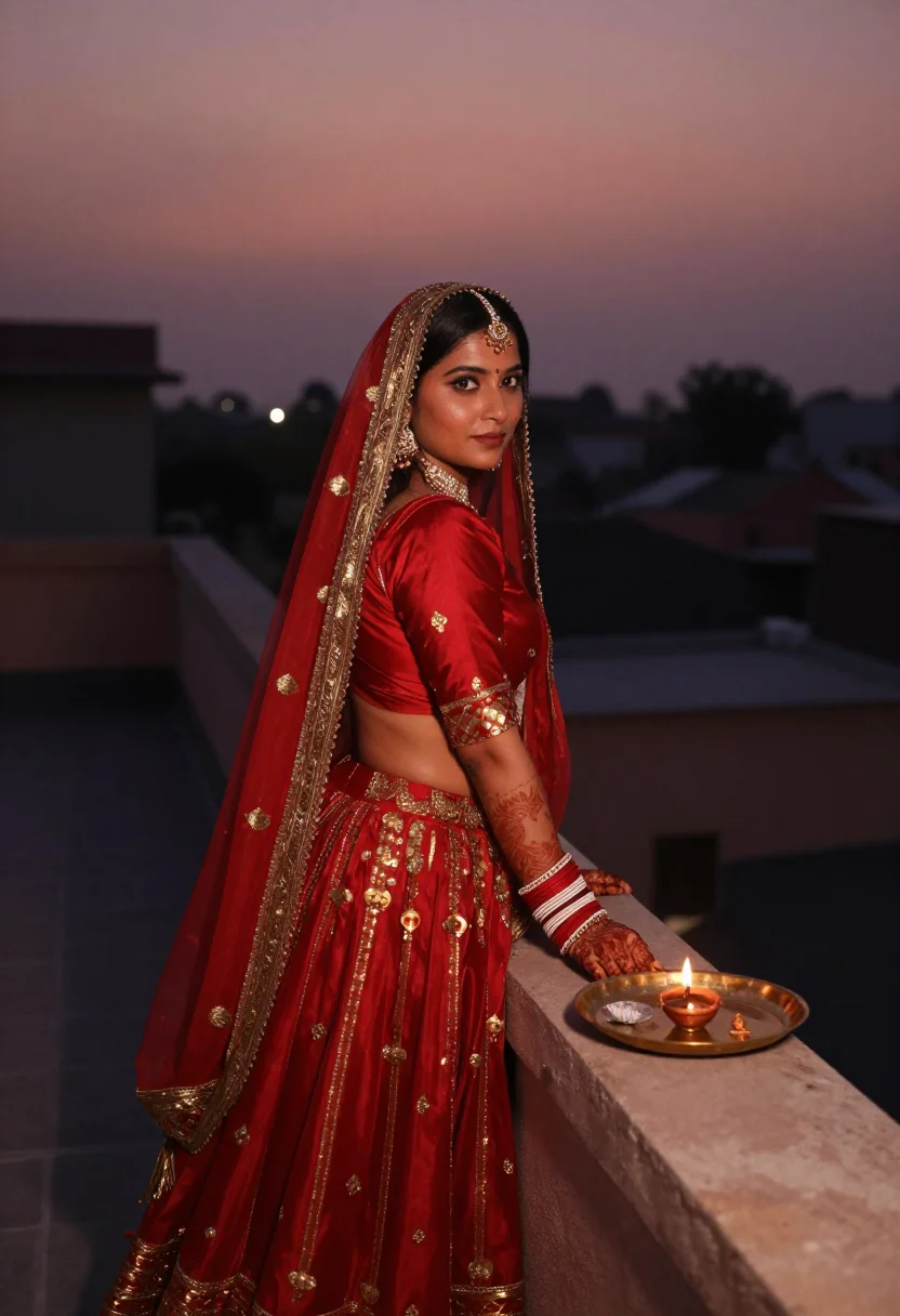 AI karva chauth sample — portrait of a woman, three-quarter-length portrait of a Nort