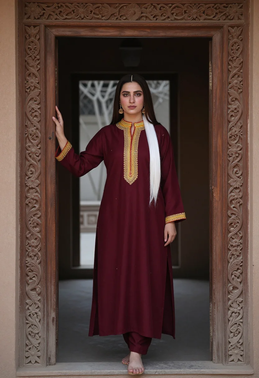 AI kashmiri pheran sample — portrait of a woman, full-length portrait of a Kashmiri woma