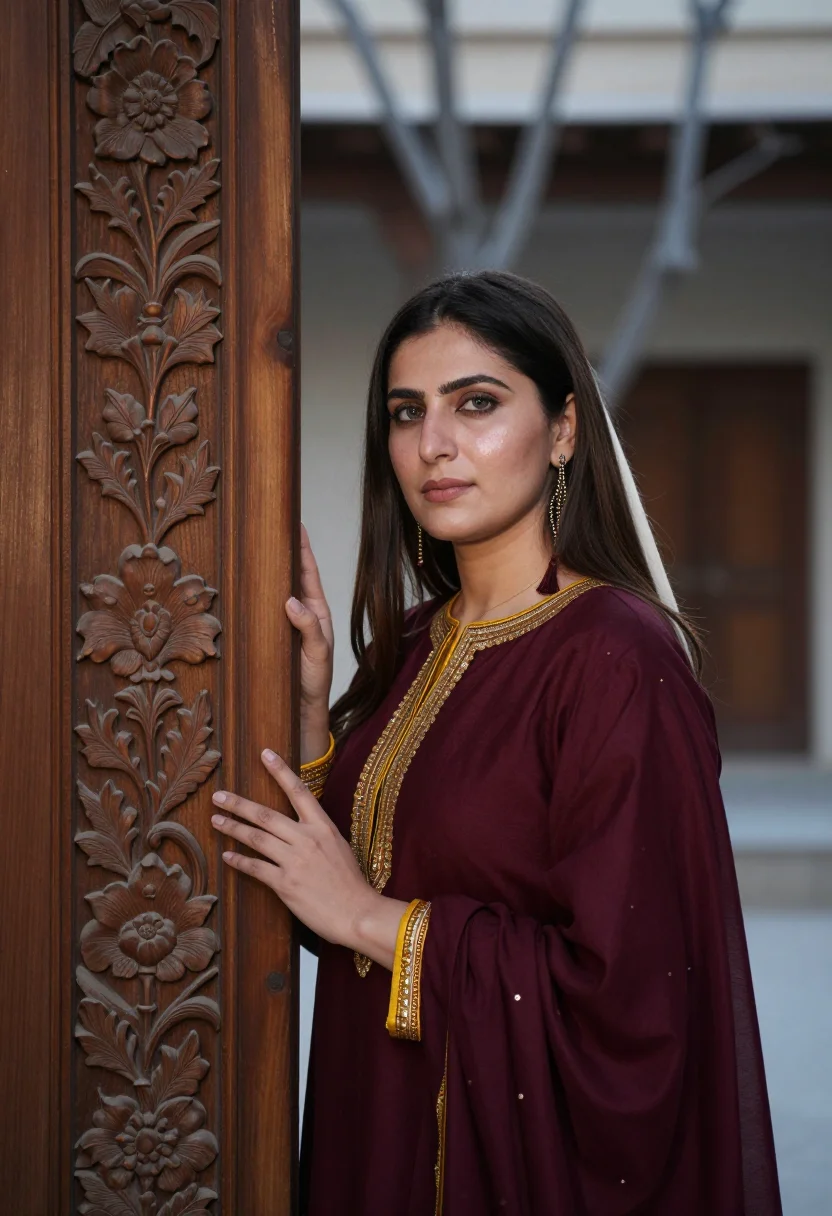 AI kashmiri pheran sample — portrait of a woman, half-length portrait of a Kashmiri woma