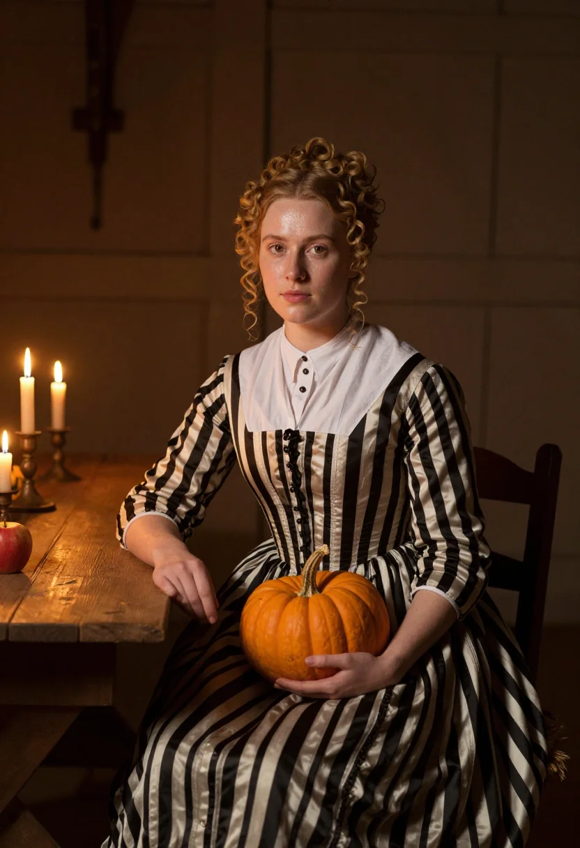 AI katrina van tassel sample — portrait of a woman, half-length portrait of a Dutch-America