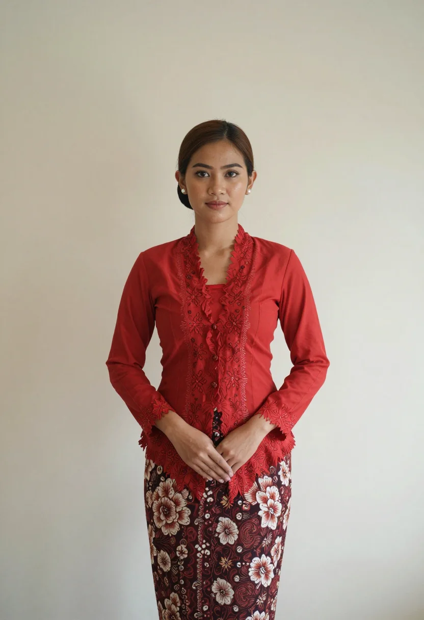 AI kebaya crew sample — portrait of a woman, half-length portrait of a Southeast-Asi