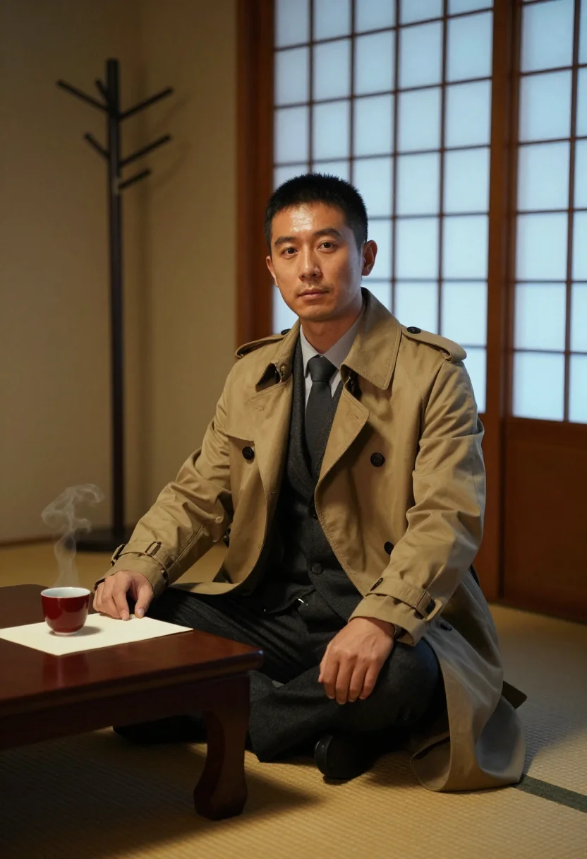 AI ken takakura sample — portrait of a man, three-quarter-length portrait of an East-