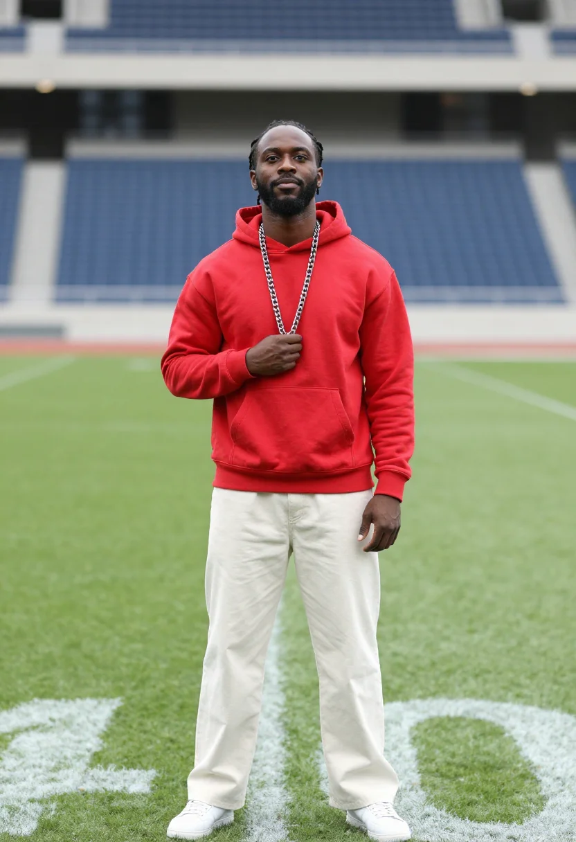 AI kendrick super bowl sample — portrait of a man, half-length portrait of a Black American