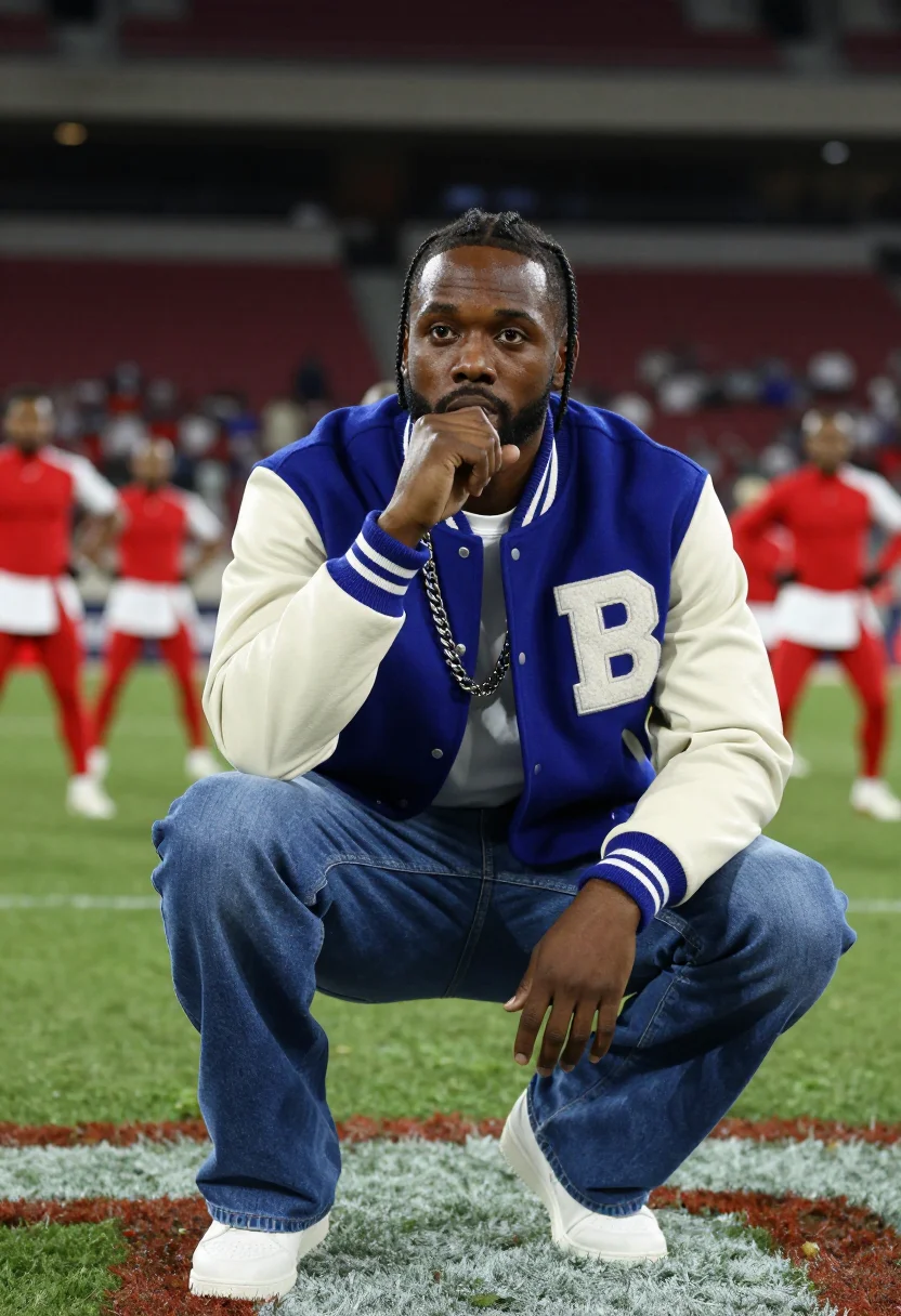 AI kendrick super bowl sample — portrait of a man, close half-length portrait of a Black Ame