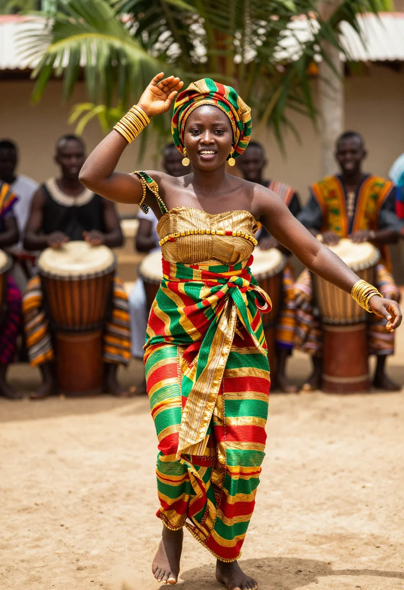 AI kente bride sample — portrait of a woman, half-length portrait of a young Ghanaia