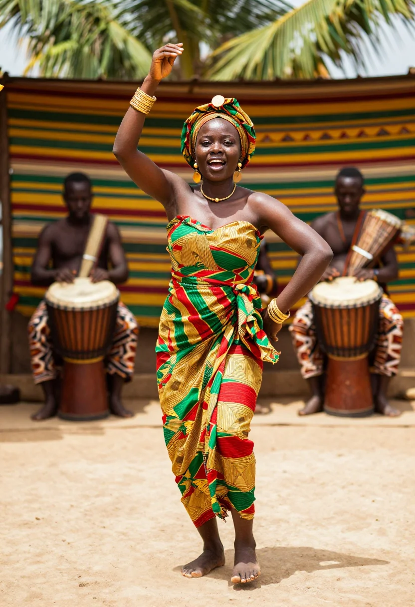 AI kente bride sample — portrait of a woman, full-length portrait of a young Ghanaia