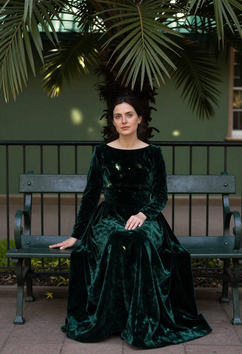 AI kew palm house sample — portrait of a woman, waist-up portrait of a Western-European