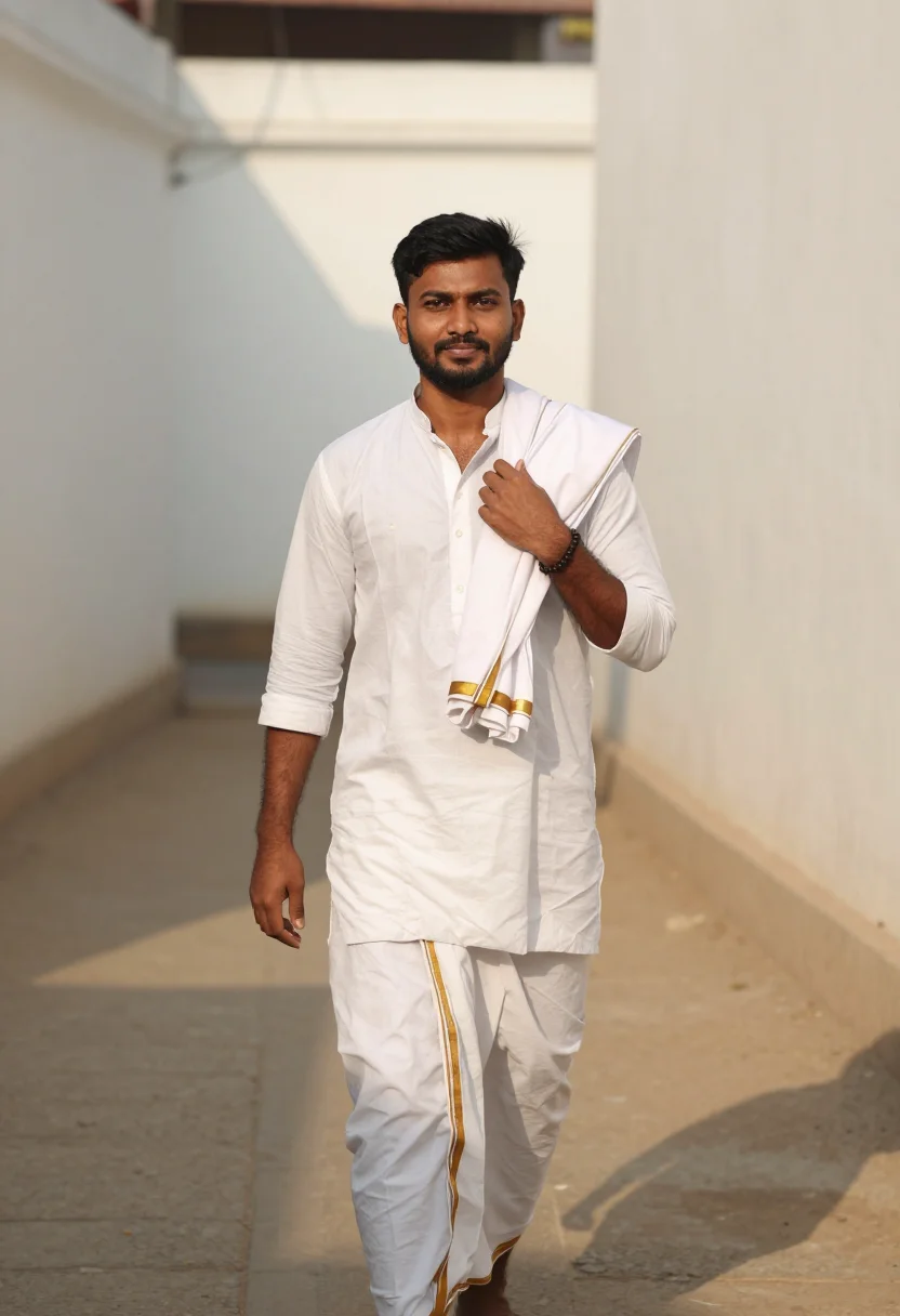 AI khadi white sample — portrait of a man, three-quarter-length portrait of a South-