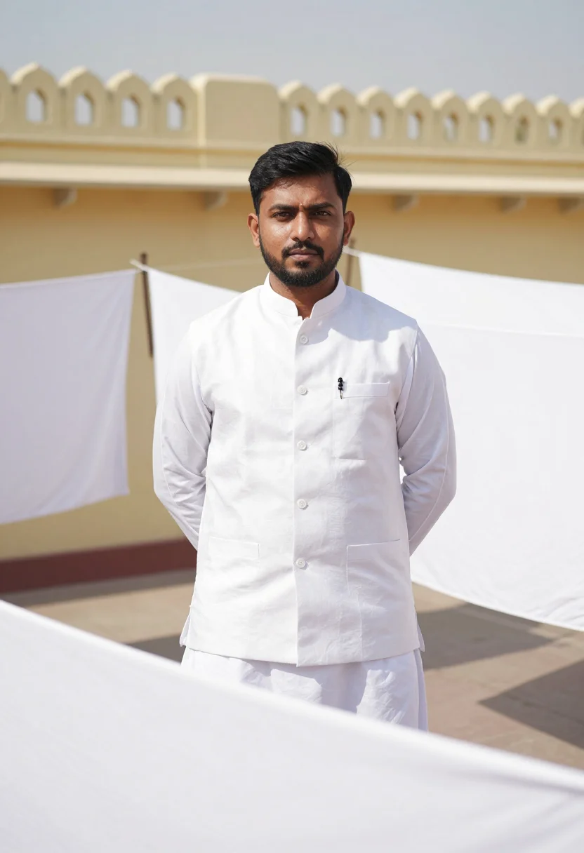 AI khadi white sample — portrait of a man, three-quarter-length portrait of a South-