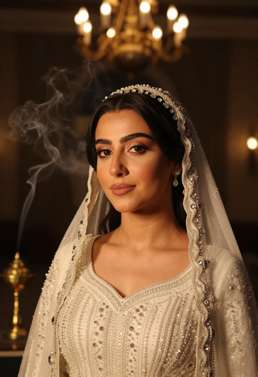 AI khaleeji bride sample — portrait of a woman, shoulders-up portrait of a young Gulf A