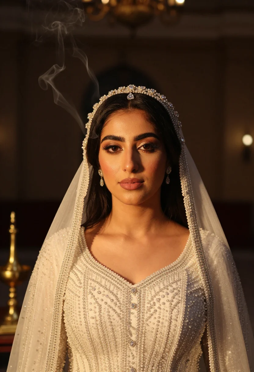 AI khaleeji bride sample — portrait of a woman, chest-up portrait of a young Gulf Arab