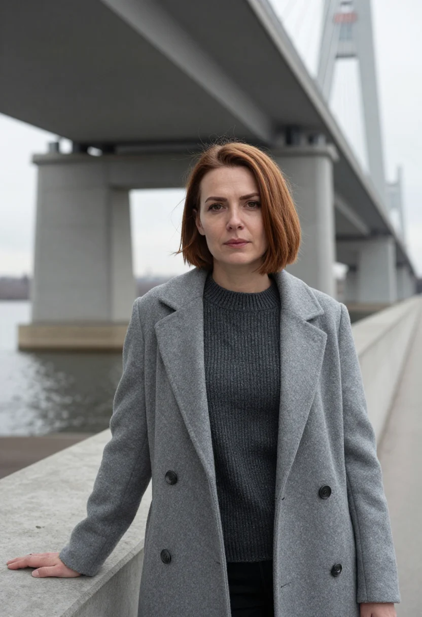 AI kharkiv engineer constructivist concrete sample — portrait of a woman, framed chest-up, cropped at the ribs, t