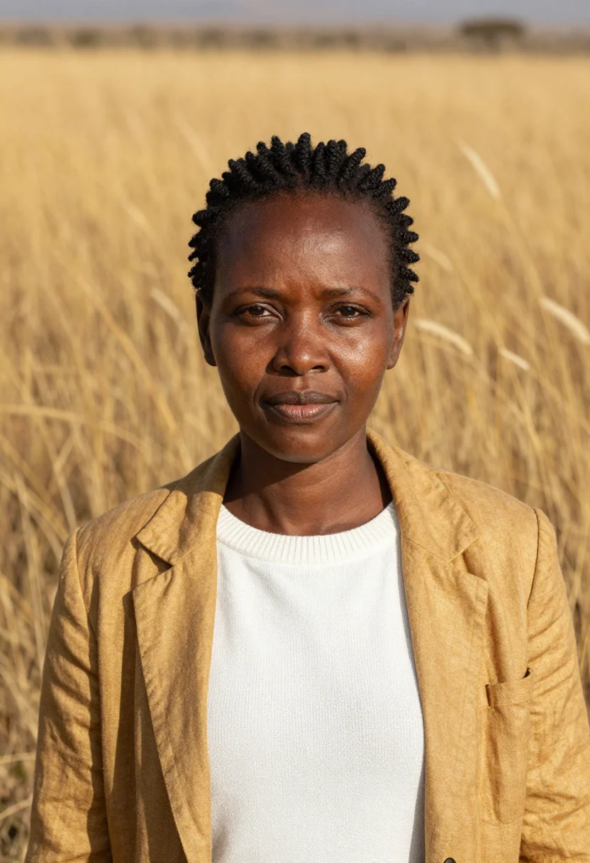 AI kilimanjaro glaciologist snow equator sample — portrait of a woman, a Tanzanian glaciologist in her late th