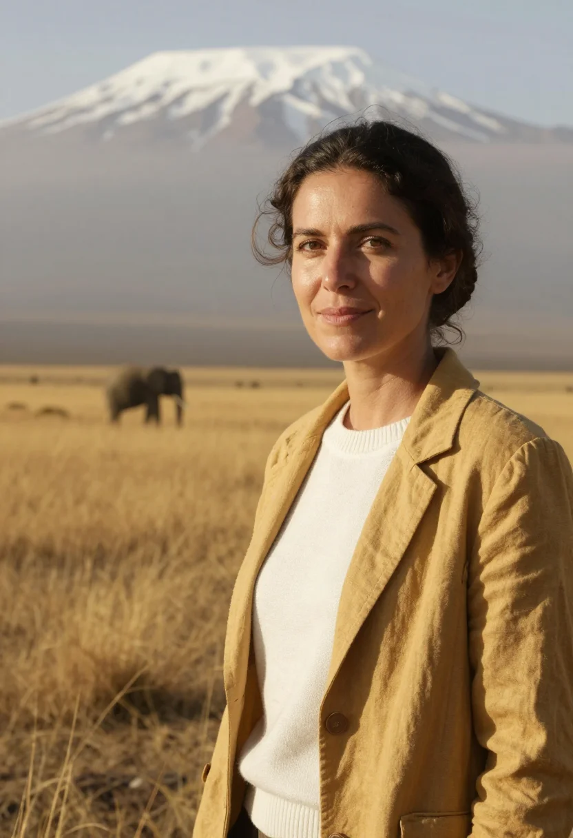 AI kilimanjaro glaciologist snow equator sample — portrait of a woman, an Italian glaciologist in her early fo