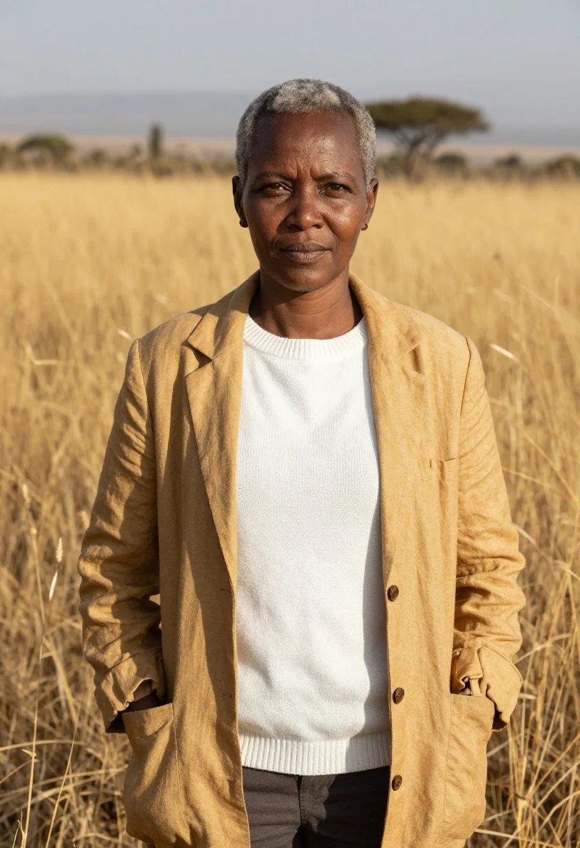 AI kilimanjaro glaciologist snow equator sample — portrait of a woman, a Kenyan glaciologist in her early fift