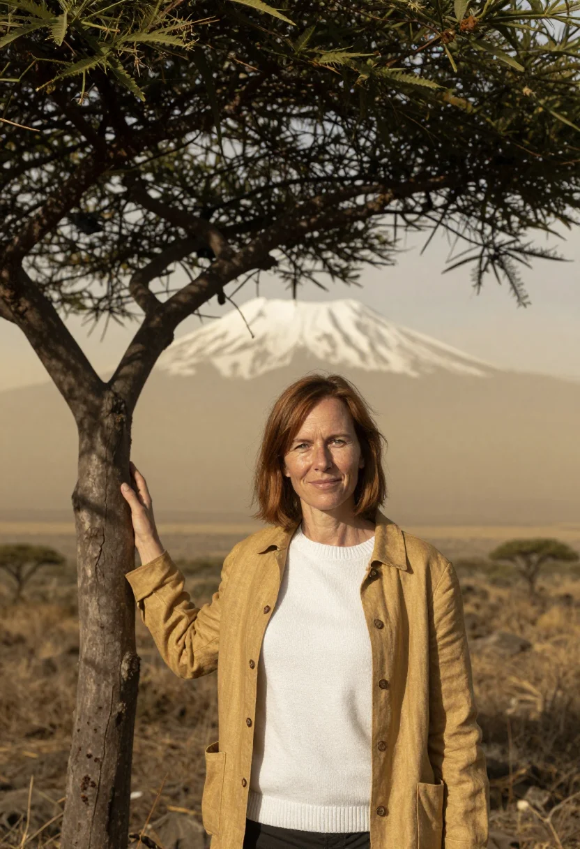 AI kilimanjaro glaciologist snow equator sample — portrait of a woman, an Austrian glaciologist in her late fo