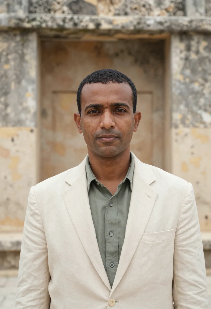AI kilwa archaeologist coral ruin mangrove sample — portrait of a man, an archaeologist in his mid-forties with