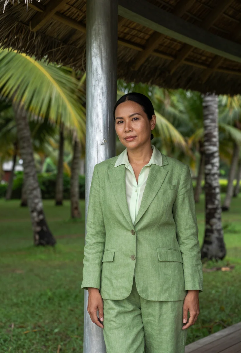 AI koh samui resort director coconut green sample — portrait of a woman, a resort director in her forties of Sou