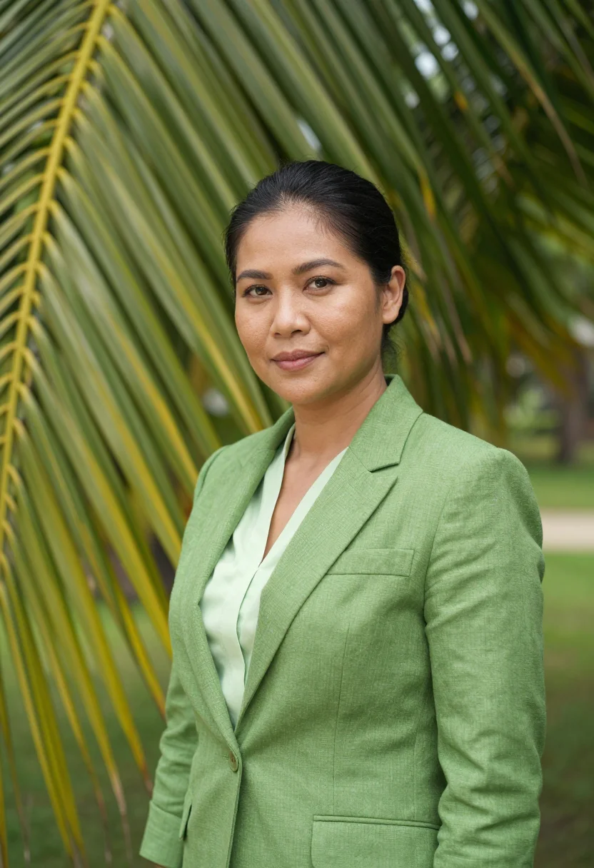 AI koh samui resort director coconut green sample — portrait of a woman, a resort director in her early forties