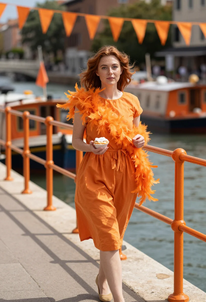 AI koningsdag orange sample — portrait of a woman, a woman in her mid-twenties with freckl