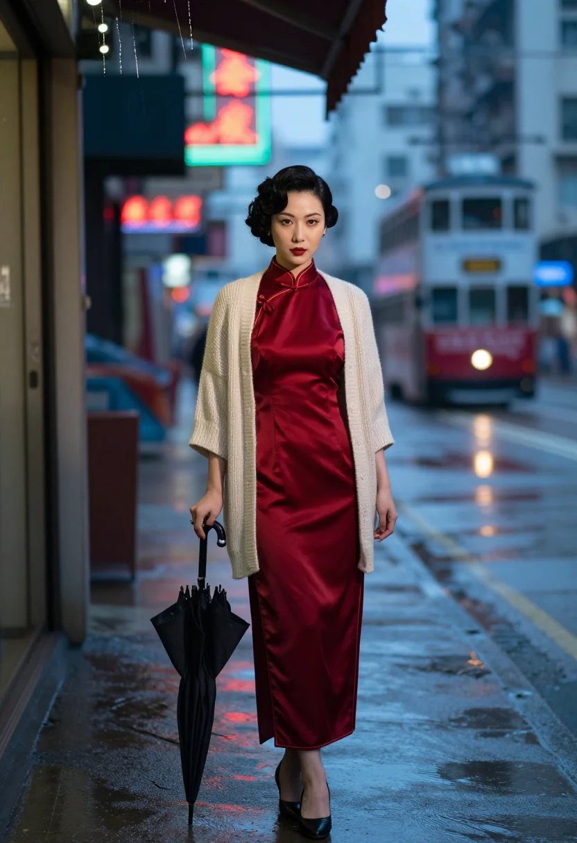AI kowloon noir sample — portrait of a woman, full-length portrait of a Hong Kong Chi