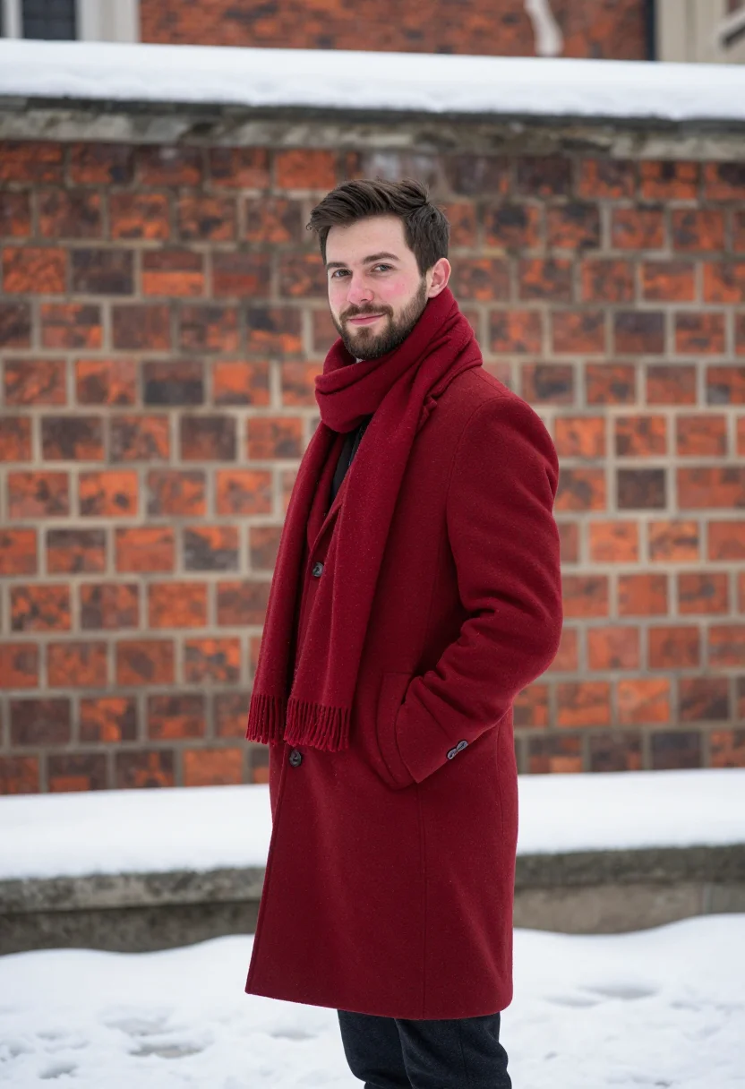 AI krakow rynek snow brick sample — portrait of a man, framed half-length, the crop at the waist