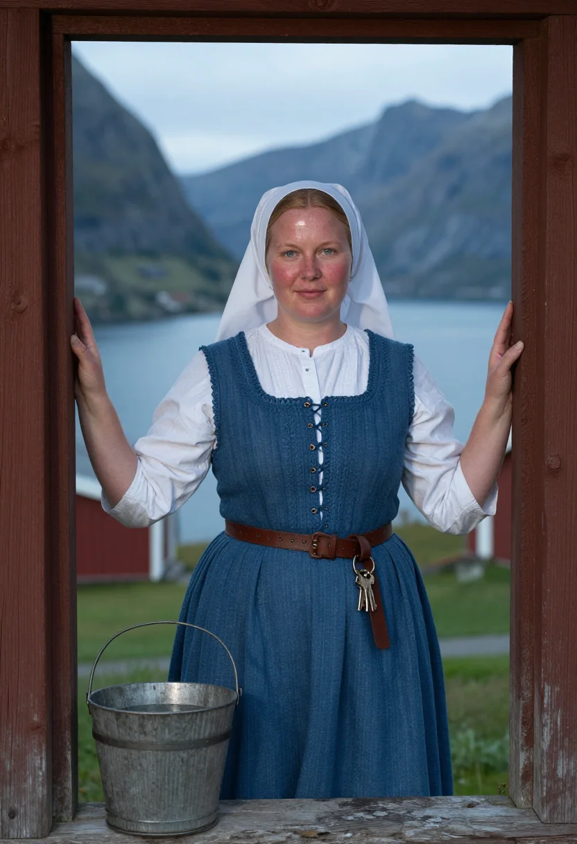 AI kristin lavransdatter sample — portrait of a woman, half-length portrait of a woman of Norw