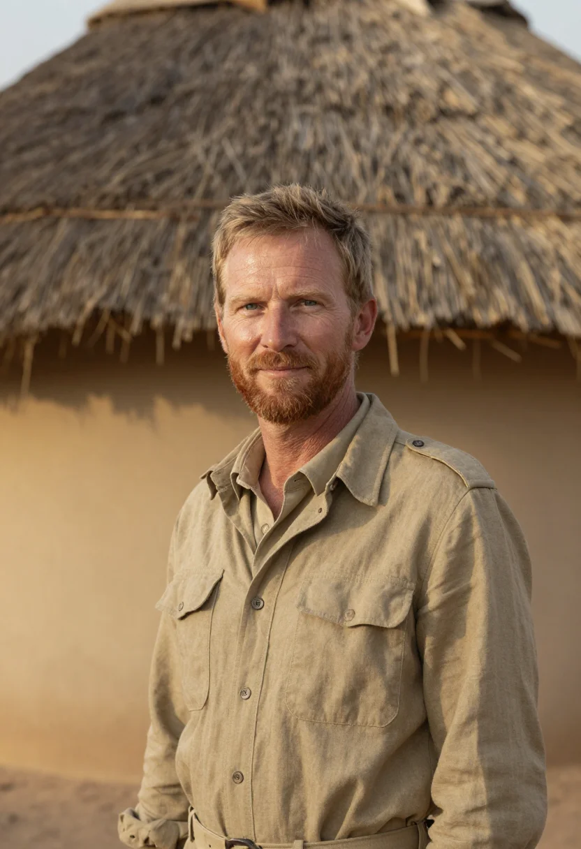 AI kruger wildlife vet bushveld khaki sample — portrait of a man, an Afrikaner wildlife veterinarian in his