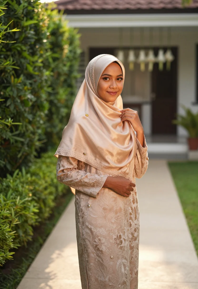 AI kuala lumpur raya sample — portrait of a woman, waist-up portrait of a Malay Malaysian