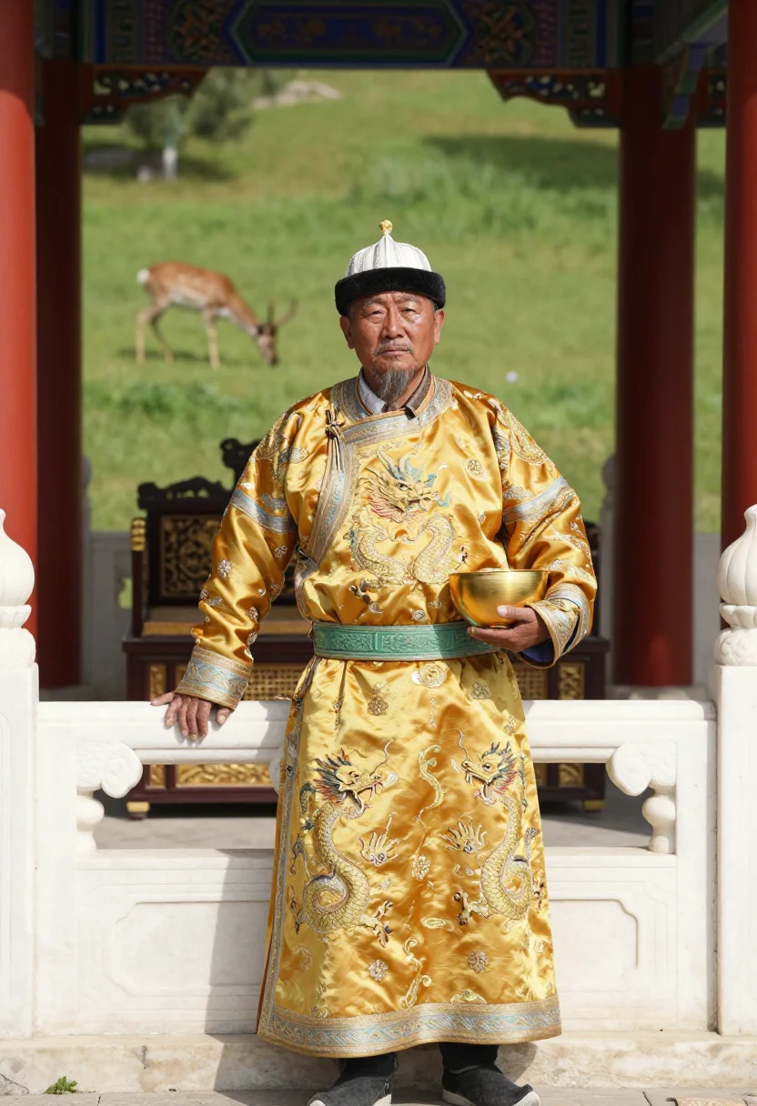 AI kublai khan sample — portrait of a man, three-quarter-length portrait of a Mongol