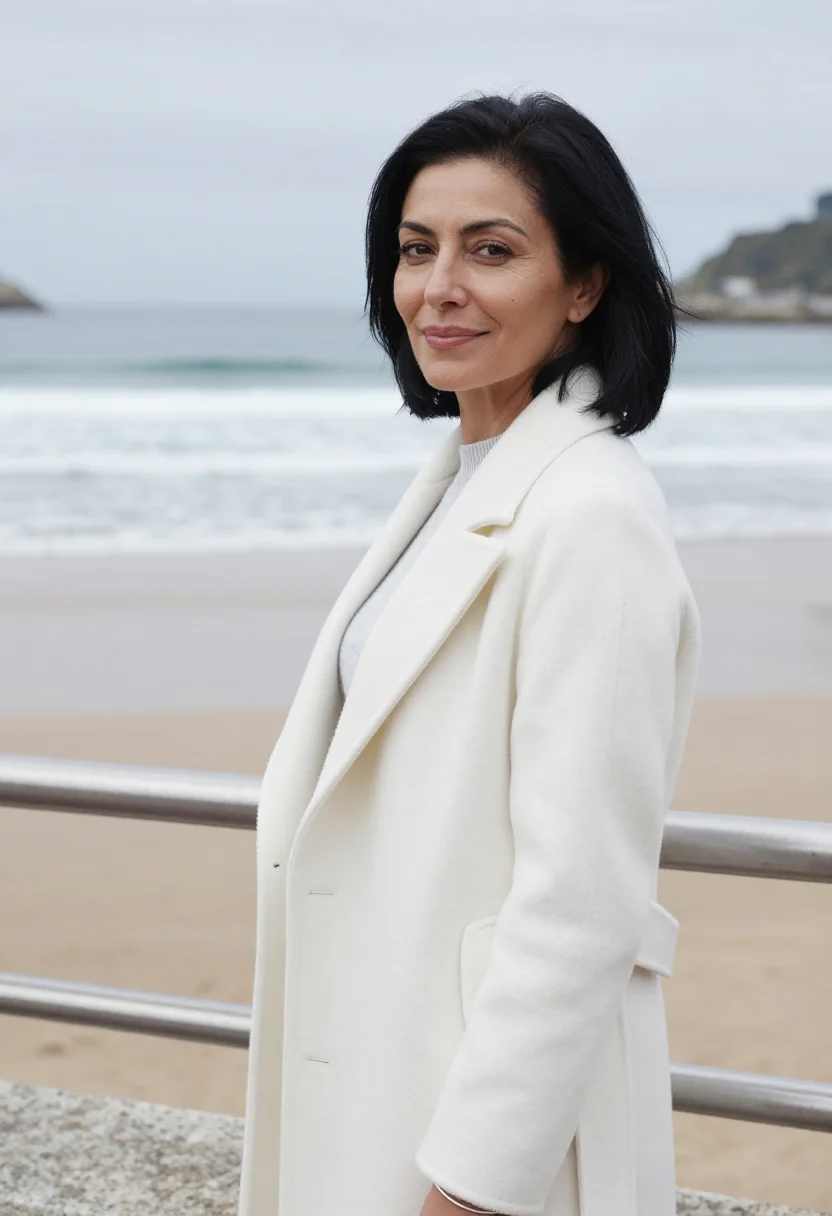 AI kursaal festival director frosted glass sample — portrait of a woman, of Spanish descent, in her late forties