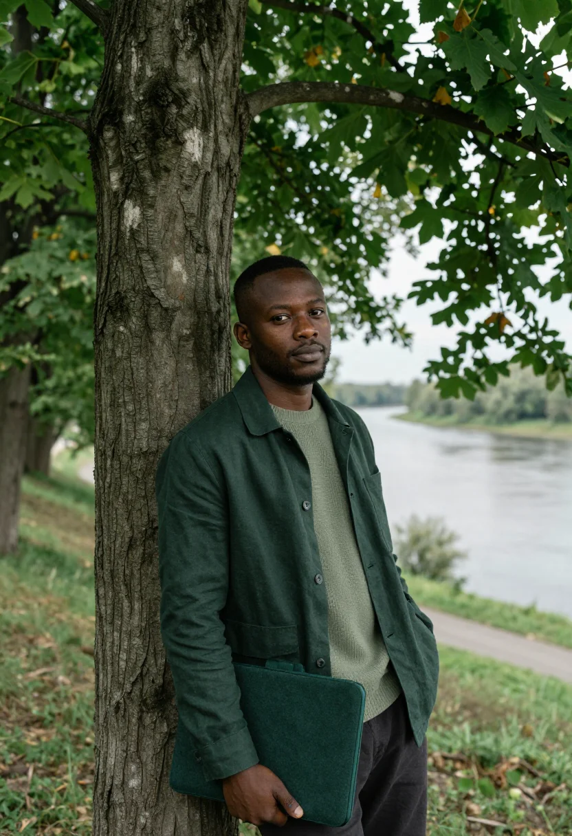 AI kyiv founder chestnut avenue green sample — portrait of a man, of Nigerian descent in his thirties with