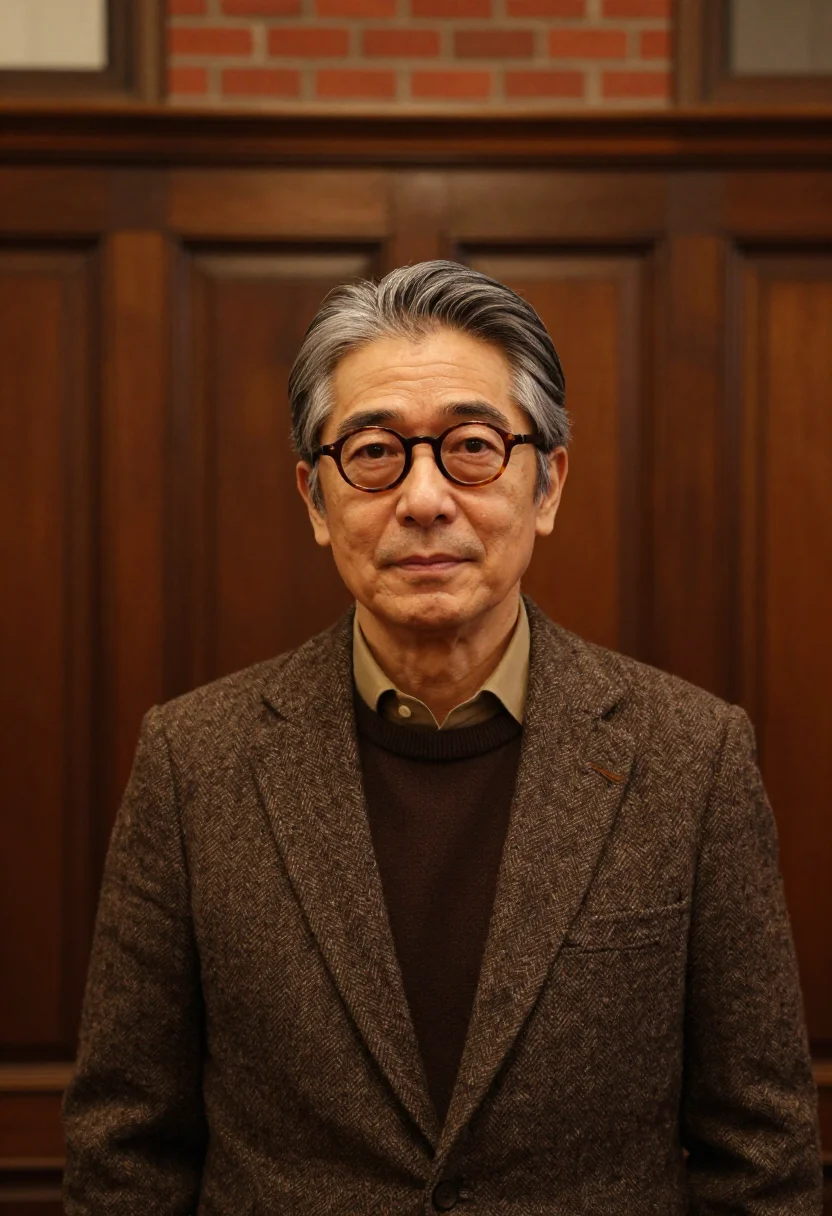 AI kyoto doshisha professor brown sample — portrait of a man, framed head and shoulders, tighter, the b