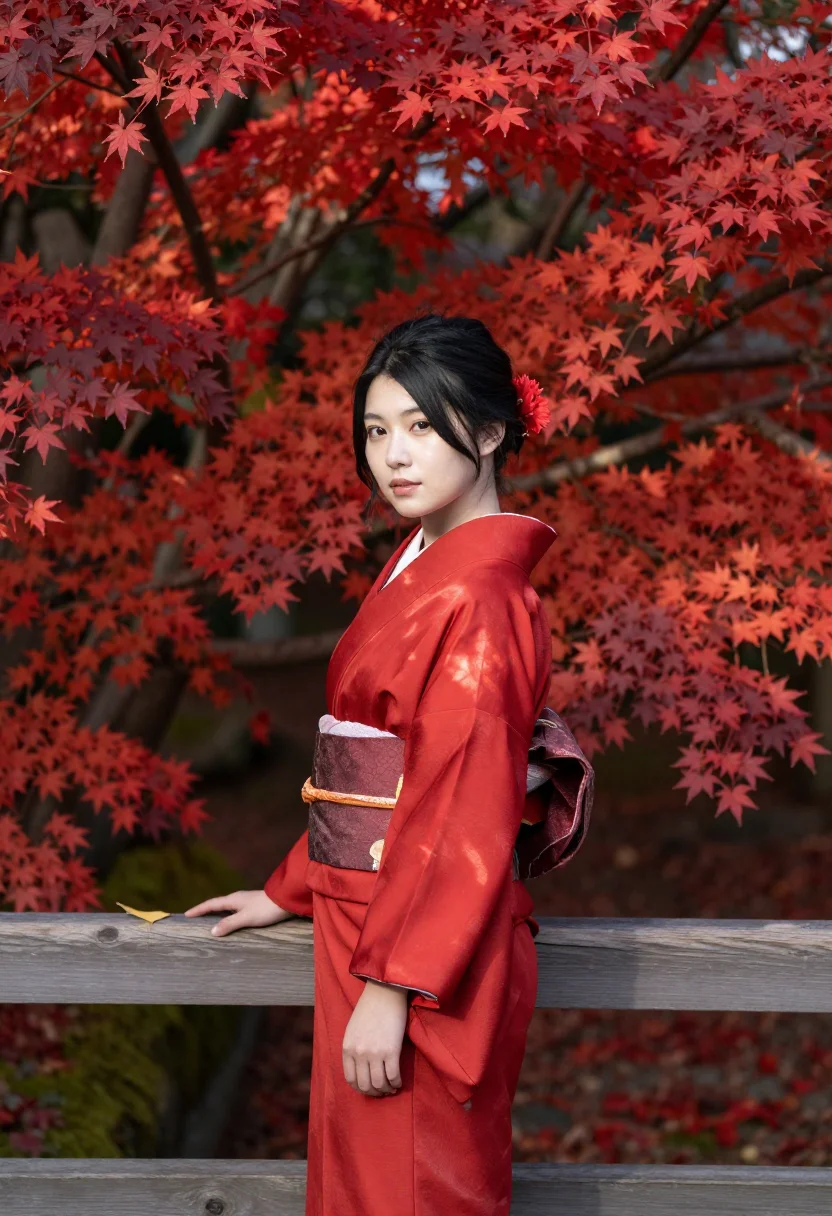 AI kyoto koyo sample — portrait of a woman, a Japanese woman in her late twenties w