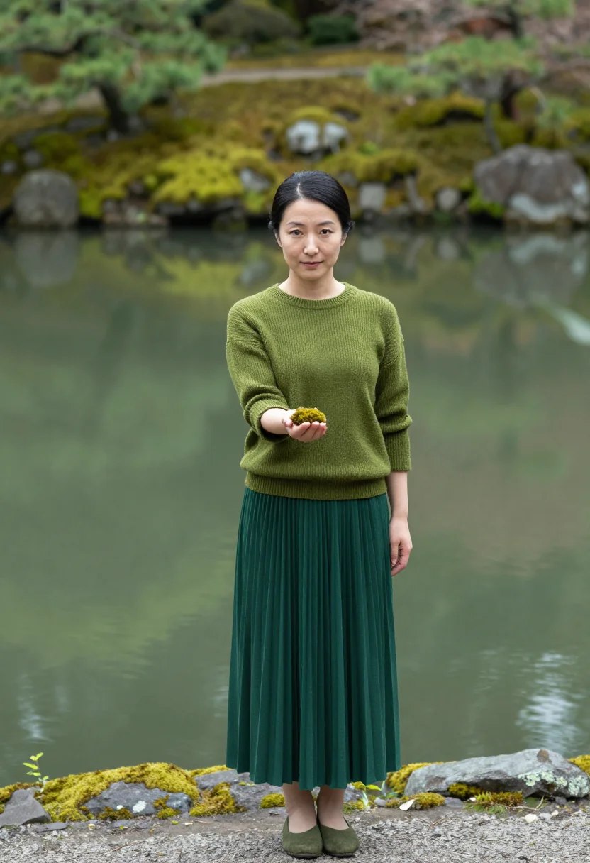 AI kyoto moss sample — portrait of a woman, three-quarter-length portrait of a Japa
