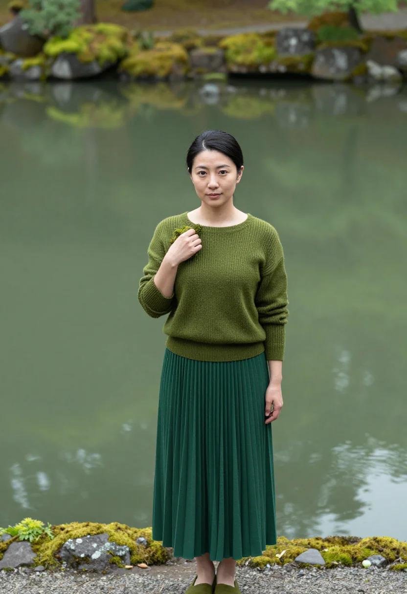 AI kyoto moss sample — portrait of a woman, chest-up portrait of a Japanese woman i