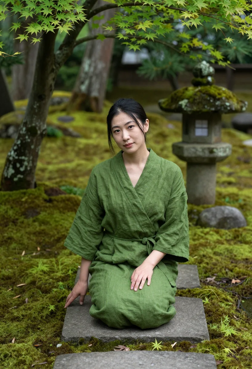 AI kyoto moss sample — portrait of a woman, full-length portrait of a Japanese woma