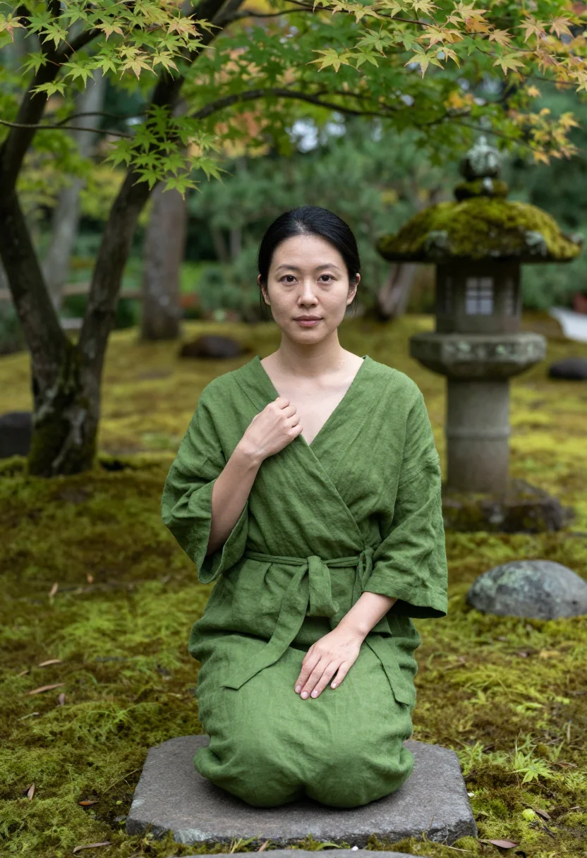 AI kyoto moss sample — portrait of a woman, chest-up portrait of a Japanese woman i