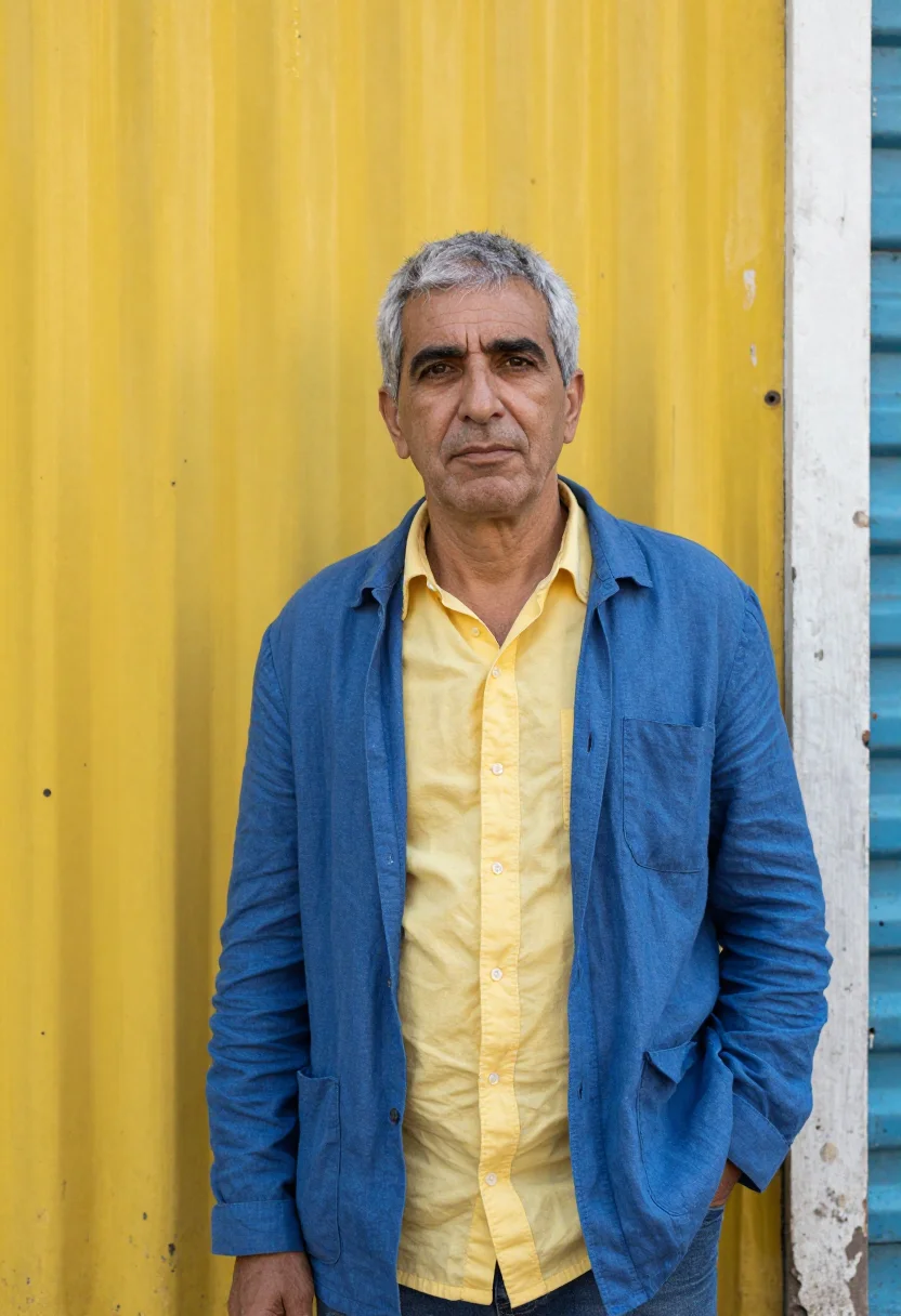 AI la boca architect corrugated palette sample — portrait of a man, a Genoese-Argentine architect in his late
