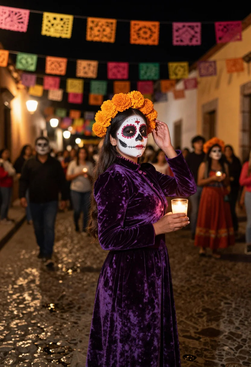 AI la catrina sample — portrait of a woman, a Mexican woman with warm honey-brown s