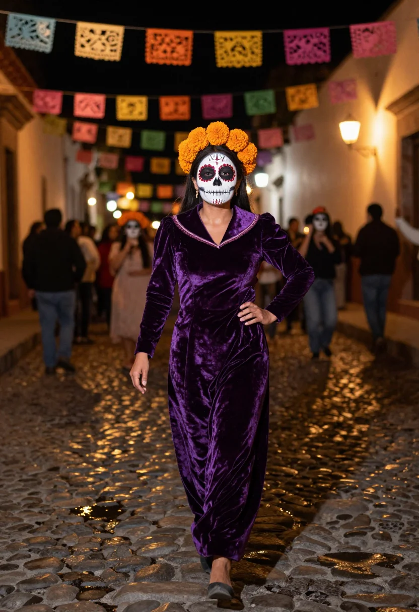 AI la catrina sample — portrait of a woman, a Mexican woman with warm honey-brown s