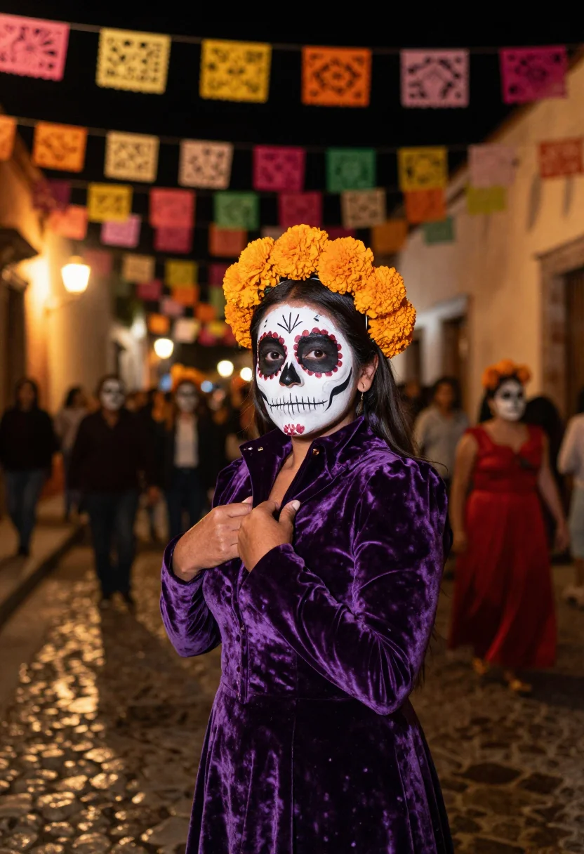 AI la catrina sample — portrait of a woman, a Mexican woman with warm honey-brown s