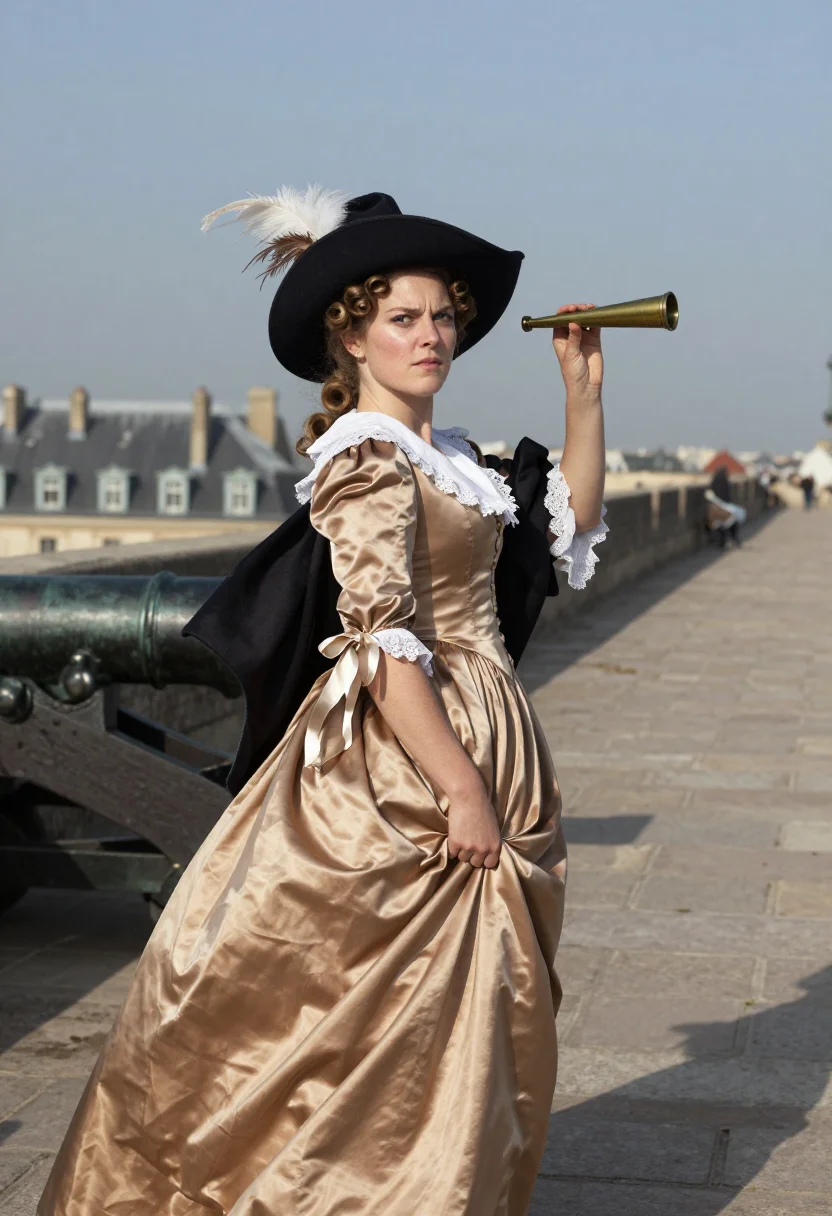 AI la grande mademoiselle sample — portrait of a woman, three-quarter-length over-shoulder port